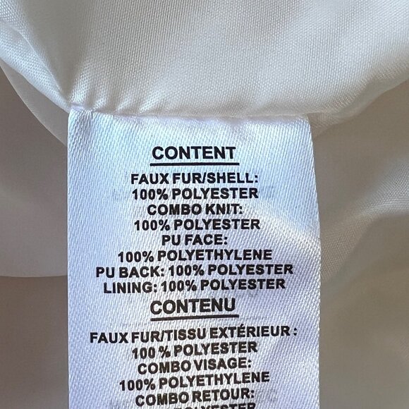 Kendall & Kylie Ivory Faux Fur Jacket w/ Ribbed Hem & Cuffs Womens Size XL - Picture 4 of 11